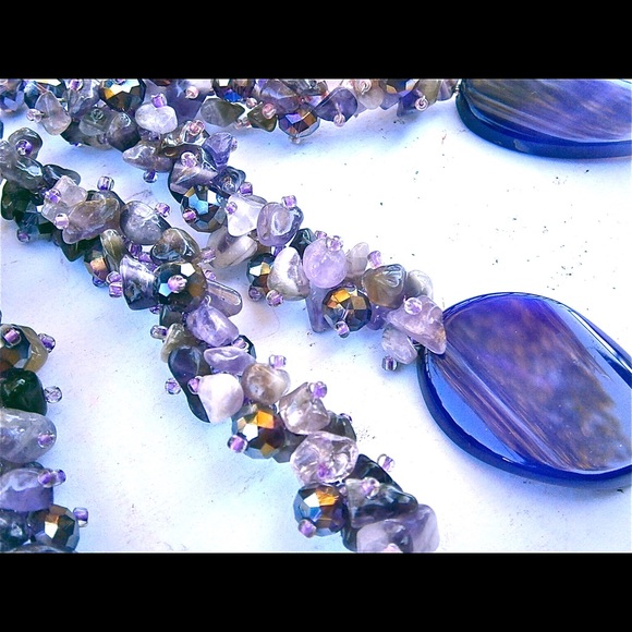 Dramatic Genuine Amethyst Waterfall Necklace - image 4
