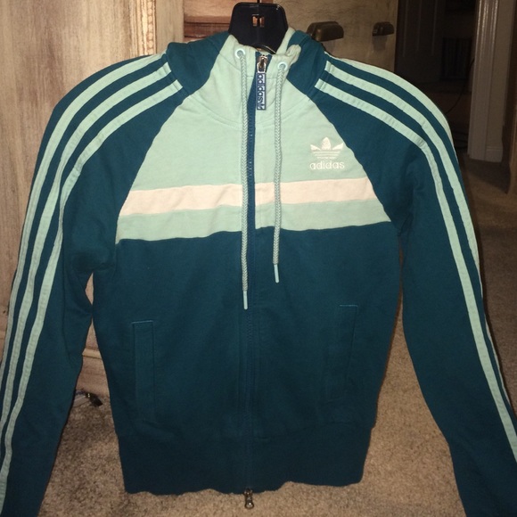 Adidas striped blue track jacket