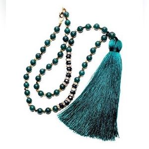 Green agate tassel necklace