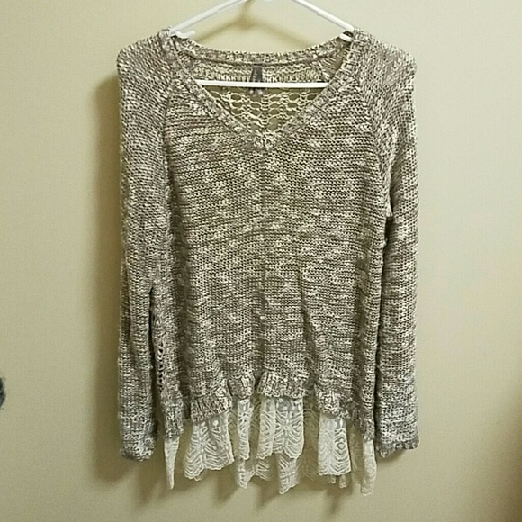 Long laced bottom knit sweater