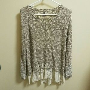 Long laced bottom knit sweater