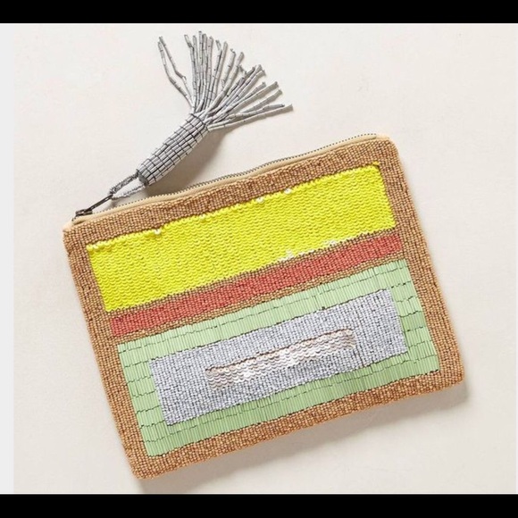 Anthropologie Blueprint Beaded Clutch