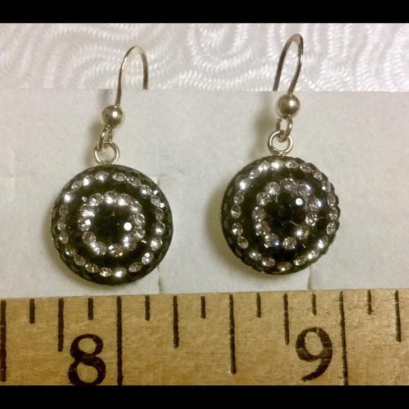 Sterling Silver Earrings decorated with Crystals. - Picture 2 of 2
