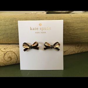 Kate Spade Black and Gold Bow Earrings