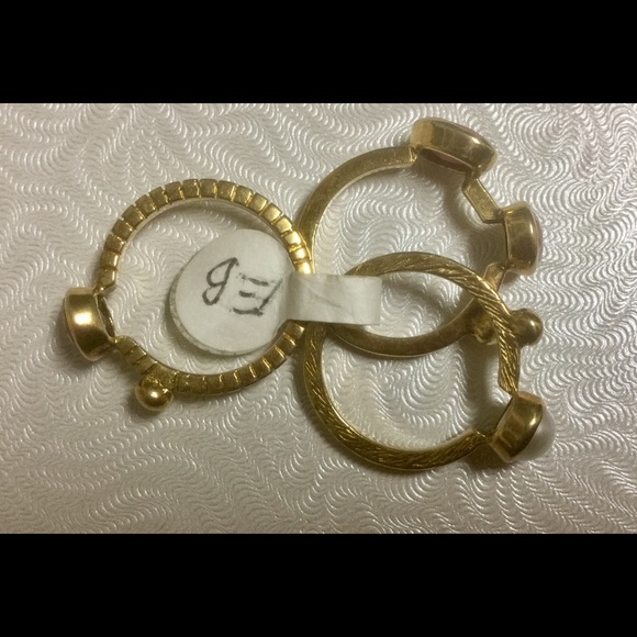 SOLD. Yellow Gold over brass Red Ruby Stack Ring - Picture 4 of 4