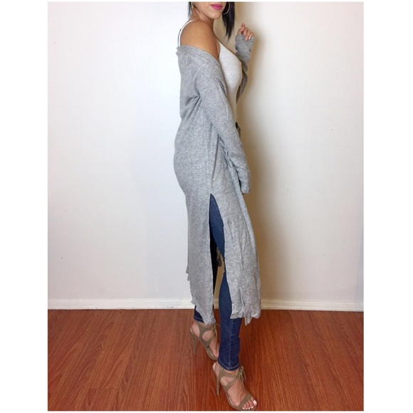 LAST Gray Maxi Cardigan - Picture 2 of 4