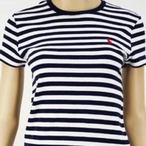 Navy and White Striped Ralph Lauren Short T-Shirt