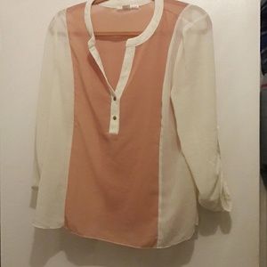 Off white and tan blouse