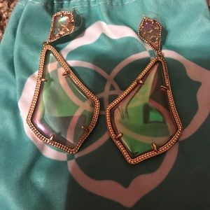 Kendra Scott clear iridescent earings.