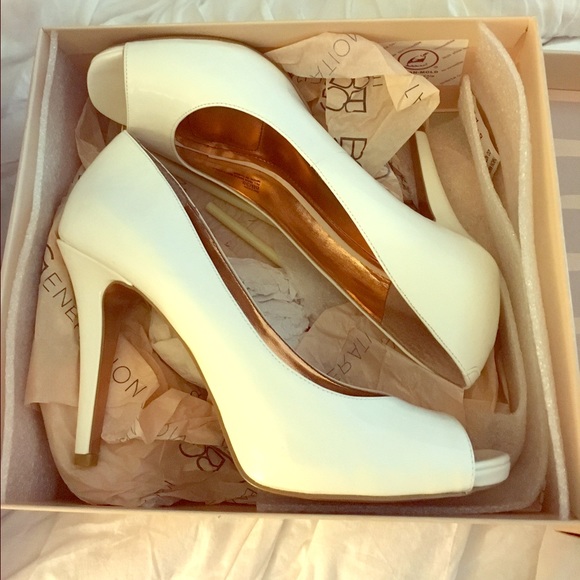 White patent open toes heels !