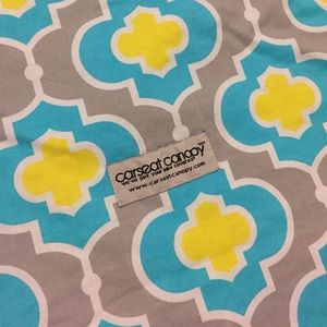 NEVER USED Car seat canopy teal/Aqua, yellow, gray