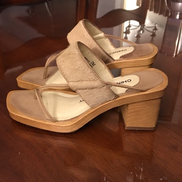 Chinese Laundry Calf Hair Leather Tan Heels