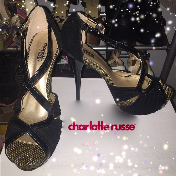 Black and Gold Charlotte Russe Glam Heels
