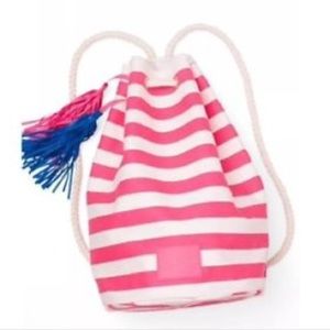 VS Pink & White Striped beach backpack tote