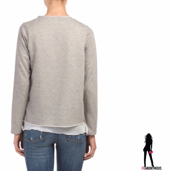 Woven Heather Grey White Underlay Knit Cardigan - Picture 2 of 4