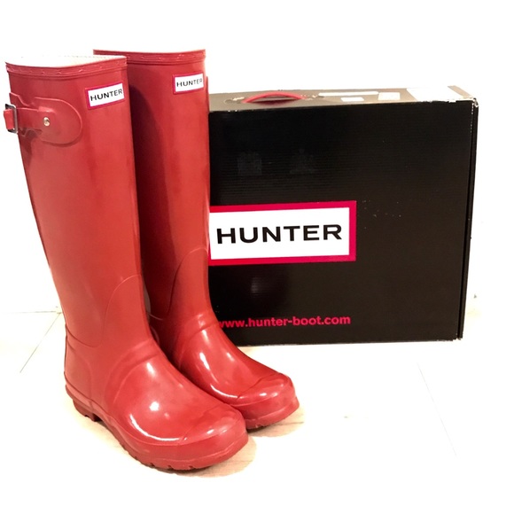 Hunter Tall Original Gloss Boot in Brick