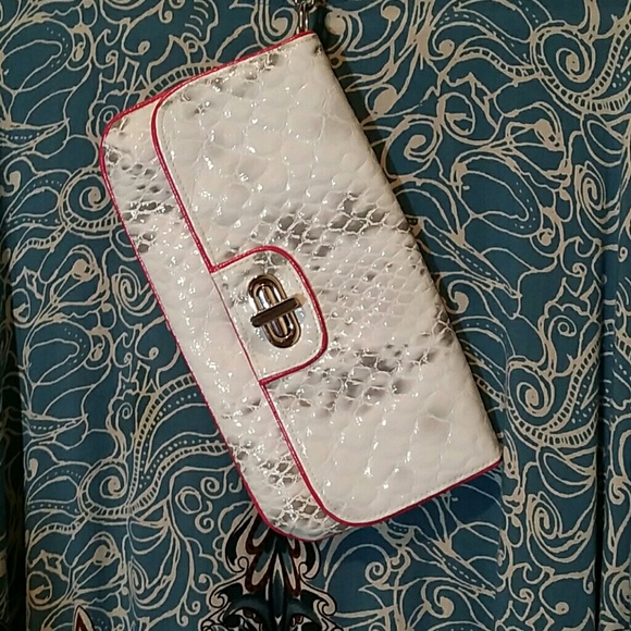 White, Gray and Pink Snake Skin Wristlet