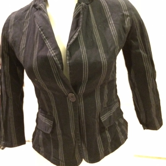 Sexy Black blazer with white stripes form fitting