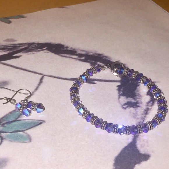Beautiful Hand-Beaded Bracelet & Earrings