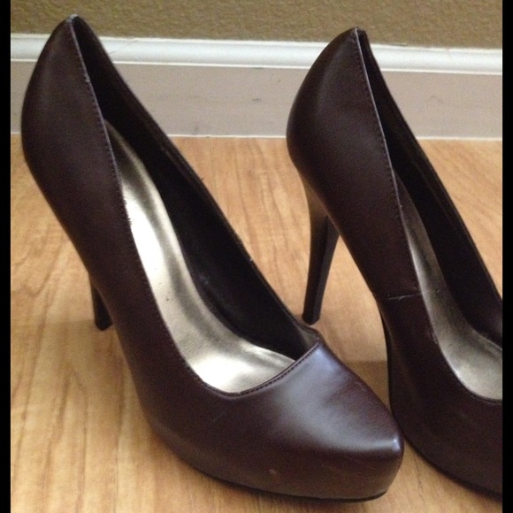 Brown platform heels