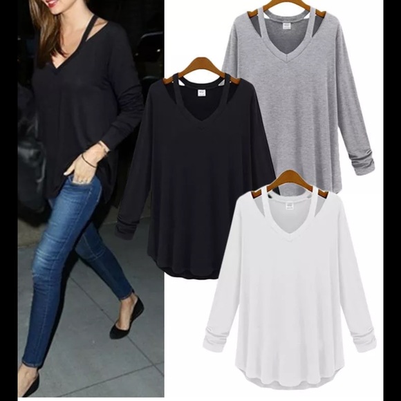 Haute Ellie Tops - ❗CLEARANCE ❗White Cold Shoulder Tissue V-Neck Top