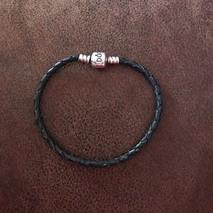 Pandora black leather bracelet
