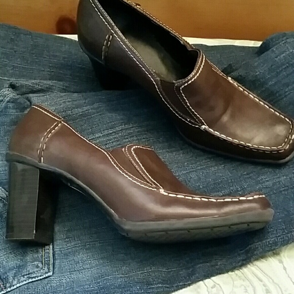 Leather mules....insole worn so I can't see brand