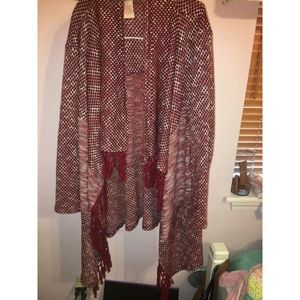 Super cute red cardigan.