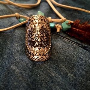 Silver tone Boho style statement ring.  Size 6