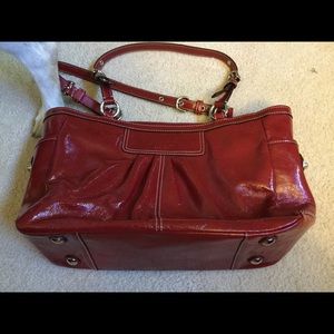 Red patent Coach shoulder bag