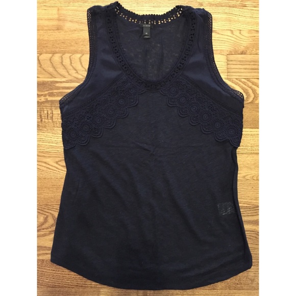 J Crew cotton lace trim tank