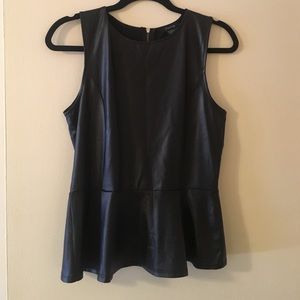 Black Faux-Leather peplum top