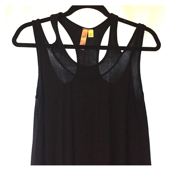 Black double strap knit dress- Francesca's