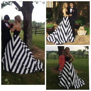 Sherri Hill black and white prom dress