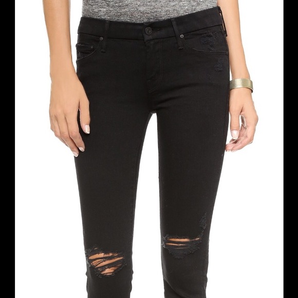 Ripped Black Mother High Rise