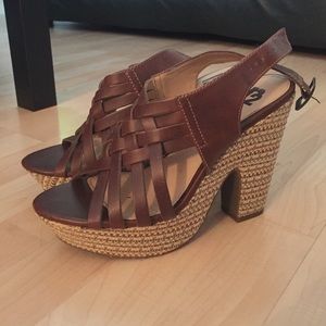 R2 Bohemian strappy wedge sandles