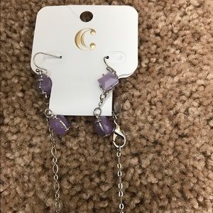 Long purple necklace and earrings