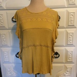 Mustard Yellow Lace Detail Blouse