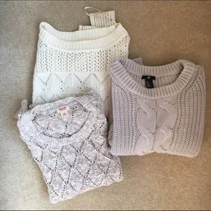 Sweater Bundle (White, Light Gray, Beige)