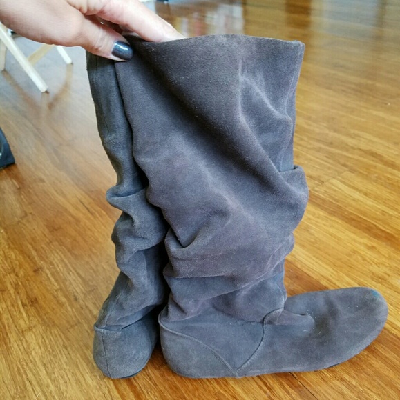 Gray slouch boots