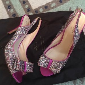 Kate spade charm glitter heels Sz 9