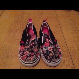 Multi colored flower vans slip on's