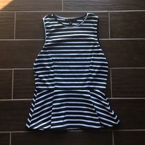 Black and White Striped Peplum Top