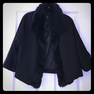 Adrienne Landau cropped fur collar jacket