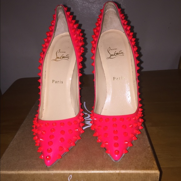 Christian Louboutin Bright Pink Spiked Pigalle - Picture 2 of 4
