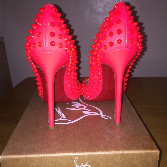 Christian Louboutin Bright Pink Spiked Pigalle - Picture 3 of 4