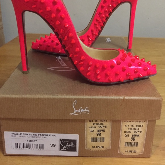 Christian Louboutin Bright Pink Spiked Pigalle - Picture 4 of 4