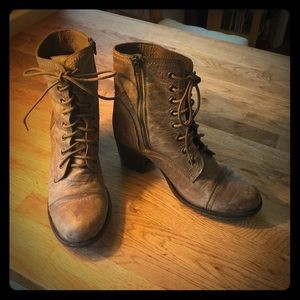 Brown lace up booties, size 7.5