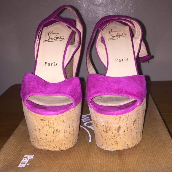 Christian Louboutin Fcsia Pink Cork Wedge