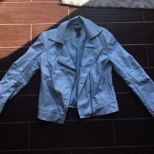 Icy Blue Faux Leather Jacket